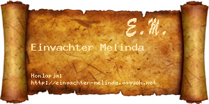 Einvachter Melinda névjegykártya