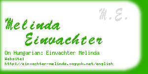 melinda einvachter business card